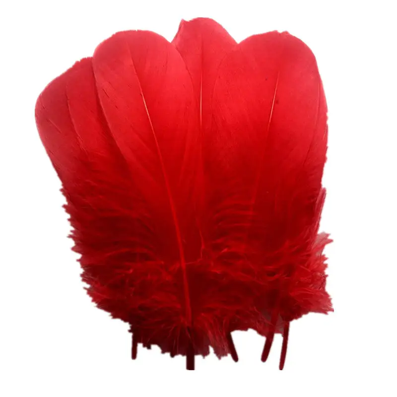 Горячая красный Гусь feather20-100pcs13-18CM DIY Перья для рукоделия и ювелирных изделий Аксессуары для одежды Свадебные украшения Шлейфы