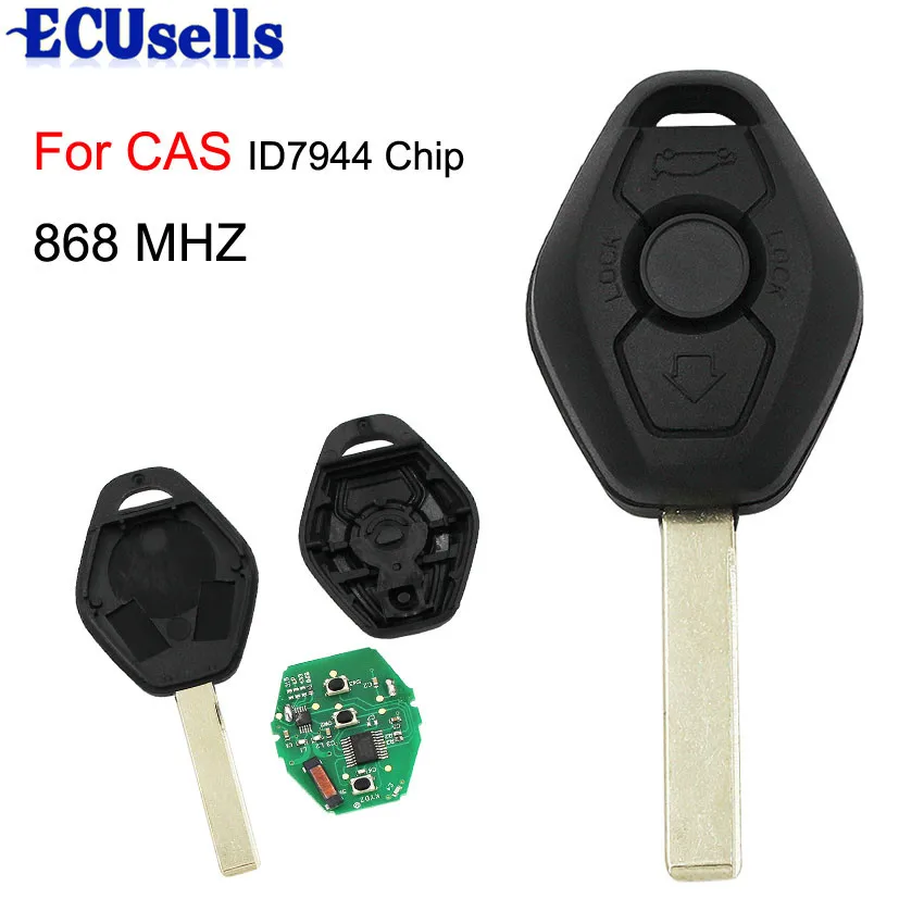 

3 Buttons Smart Remote Key 868MHz Keyless Fob for BMW CAS2 5 Series with ID7944 / 7941 Chip
