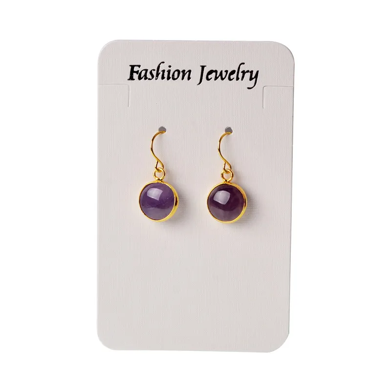 

Charms Women Purple Natural Stone Drop Earrings Round Shape Quartz Crystal kendra Dangle Earrings lol oorbellen