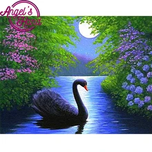 Полный квадрат и круглый бриллиант 5D поделки алмазов картина фото на заказ "Лебедь в воде" 3D Вышивка крестом стежка мозаичный Декор