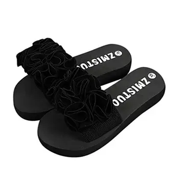 

Summer Women's Bowtie Flower Wedge Flip Flops Beach Slippers Sandals Shoes