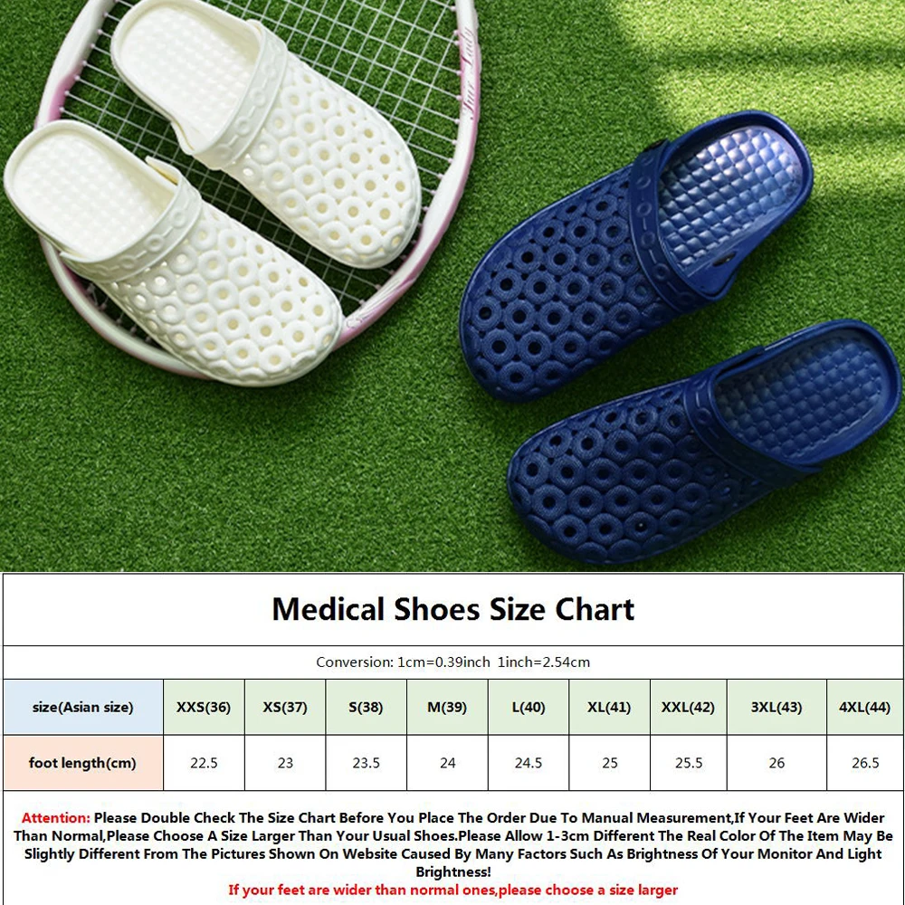 Новинка; обувь с дырками для медсестры и доктора; нескользящие сандалии на толстой подошве; большие размеры; летние тапочки для медицинского хирургического стоматолога и аптеки