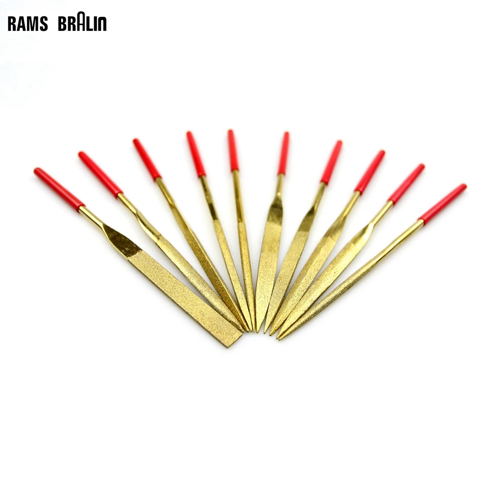 

10 pieces/pack Assorted 5*180mm Ti coated Diamond File Set Emery Files Reshaping File