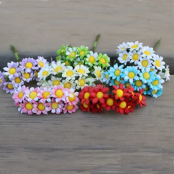 

artificial daisy flower bouquets hair wreath flowers with wire stem 120pcs/lot