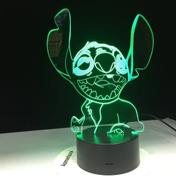 

Kids Birthday Gift Cute Stitch Baby 7 Colors Change LED Base 3D Lamp Night Light New Year Gifts Home Decoration Drop Ship