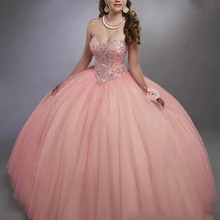Румяна Розовый бальное платье Бальные платья корсет на шнуровке сзади блестящие кристаллы вечерние платья для девушек милое бальное платье 15 платьев