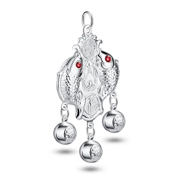 

Chinese style silver jewelry 925 sterling silver pendant squid design bell pendant solid silver single chain accessories bijoux
