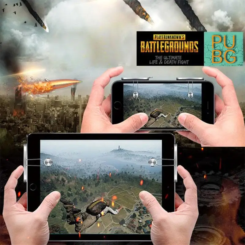 

EastVita PUBG Mobile Phone Shooter Controller Metal Game Fire Button Aim Key Gamepad L1R1 Trigger For Ipad Cell Phone
