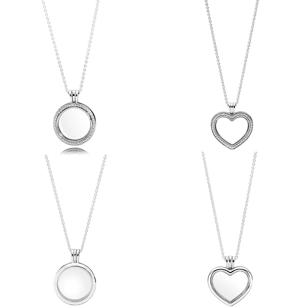 

2018 100% 925 Sterling Silver Floating Pendant Box With Petite Charm Fit Charm Original Necklace Female Gift