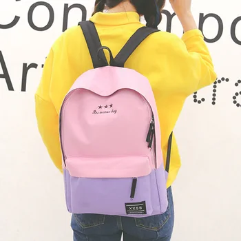 

New Arriving Women Polyester Fiber Backpack Teenagers School Bags Girls Laptop Trave Patchwork Backpack Mochila Feminina