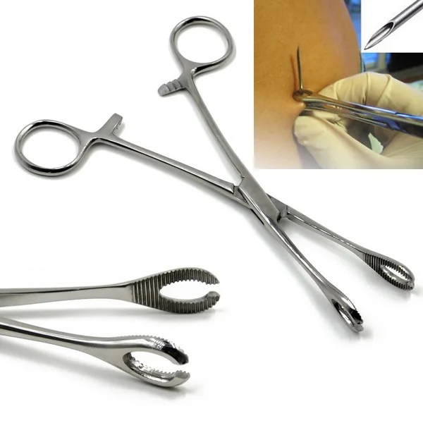 Body Piercing Pliers Tool Ear Lip Navel Nose Tongue Septum Sponge Forceps  Clamp for Professional Use