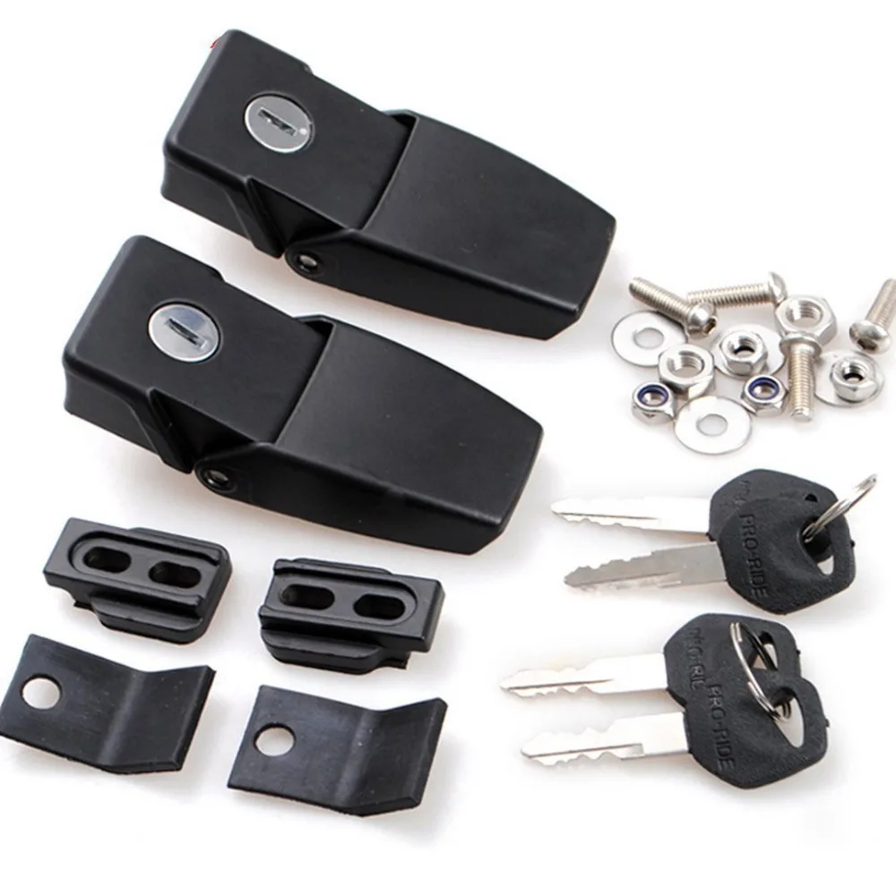 New Bolaxin Black Aluminum Hood Lock Anti Theft Kit Assembly locking Hood Catch Set Pair For