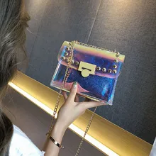 Прозрачная лазерная сумка для женщин, Новое поступление, мини квадратная сумка на плечо, Классическая сумка на цепочке, конфетная сумка, женская сумка, Прямая поставка