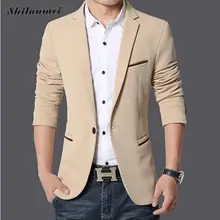 Модный блейзер для мужчин, приталенный однобортный мужской костюм, куртки осень-зима, однотонное повседневное Мужское пальто, большие размеры 5XL