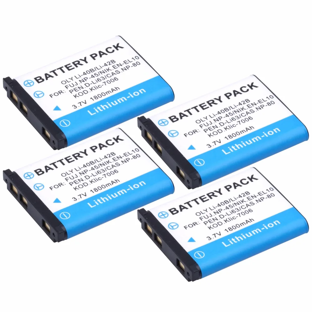 

4Pcs Probty LI-40B LI-42B Li 40B 42B Battery for Olympus Stylus 1040 1050W 1060 1070 1200 7000 7010 7020 7030 7040 VR330 Camera