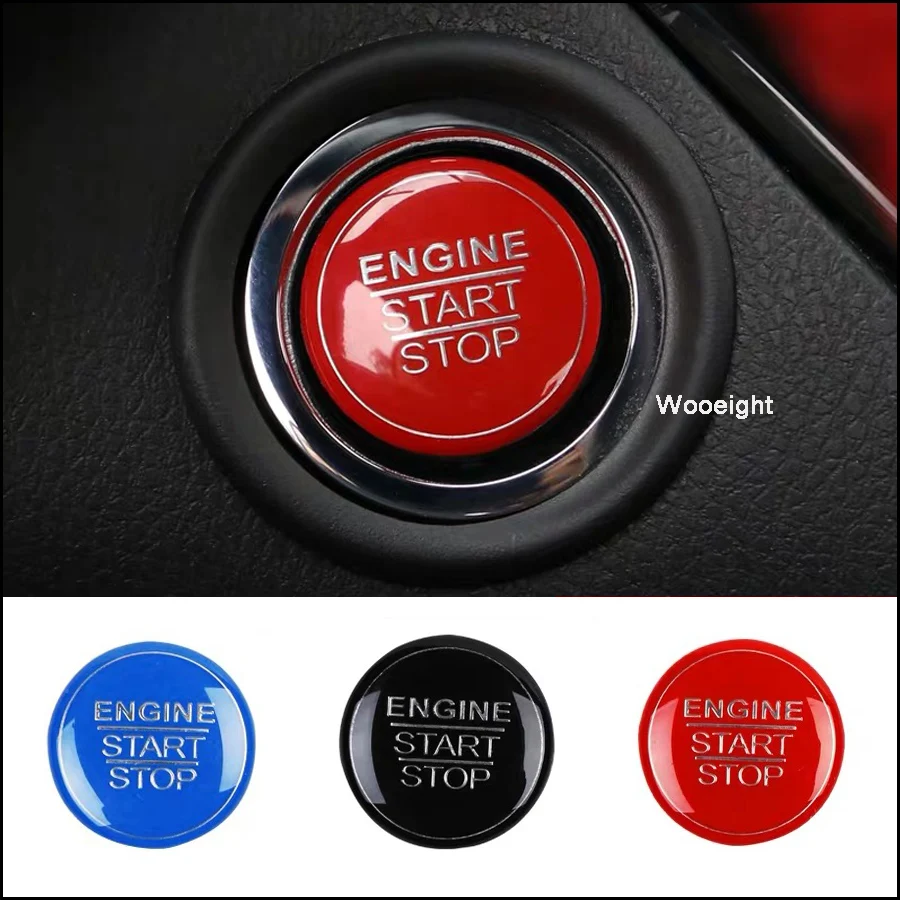 Wooeight Red Blue Black ABS Engine Start Stop Ignition Switch Push Button Cover Trim Cap For Toyota C-HR CHR 2017 2018 2019 (11)