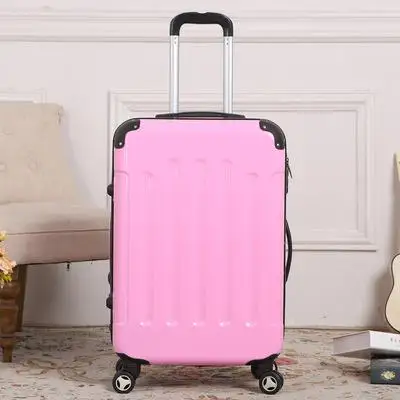 Унисекс ABS Spinner чемодан 20/24 дюйма Угловой Защита гладкая поверхность Чемодан молнии чемоданы 8 цветов - Цвет: Розовый