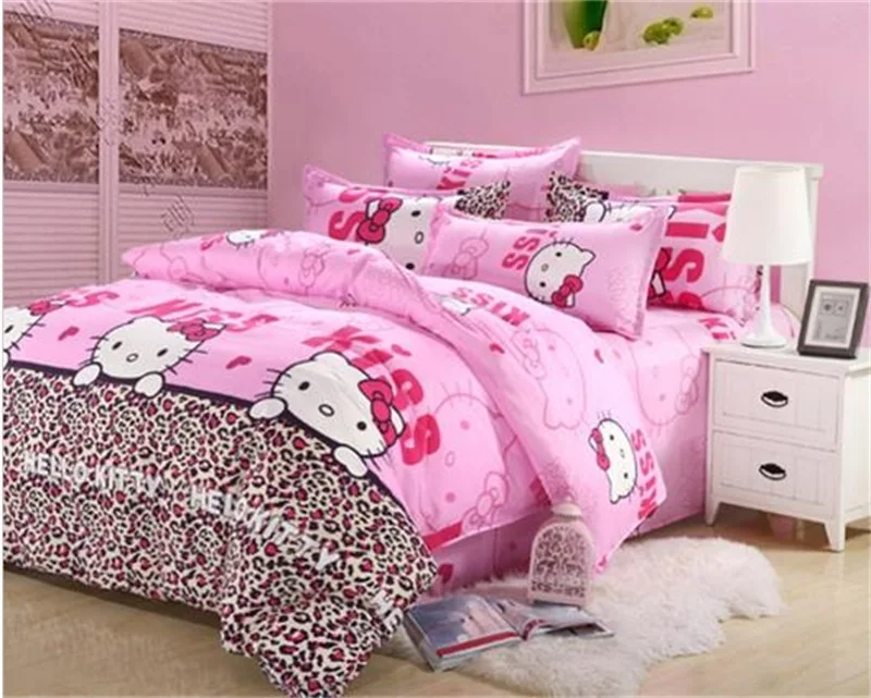 Home textile bedclothes,hello kity Reactive Print 3/4 Pc