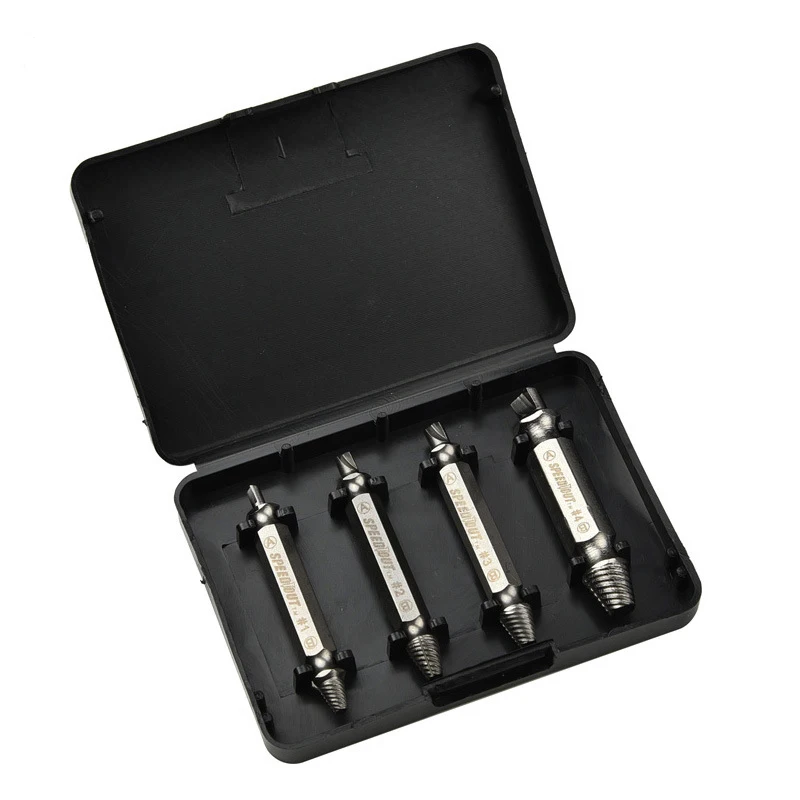 

4Pcs High Quality Screw Extractor Carpentry Drill Bits Speed Out Guide Set Remove Broken Bolt Set 1# 2# 3# 4# A16