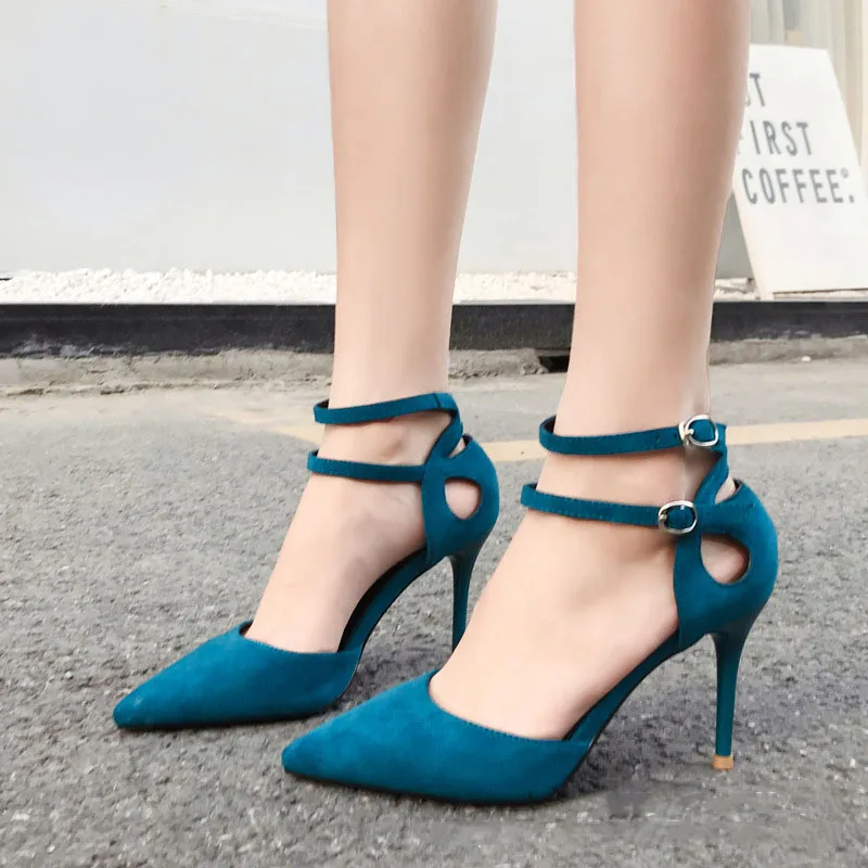 

Hot Sale Sexy Hasp women heels Korean suede high-heeled pumps Stiletto Lady heel 8 cm Pointed Toe Casual Thin Air Heels woman