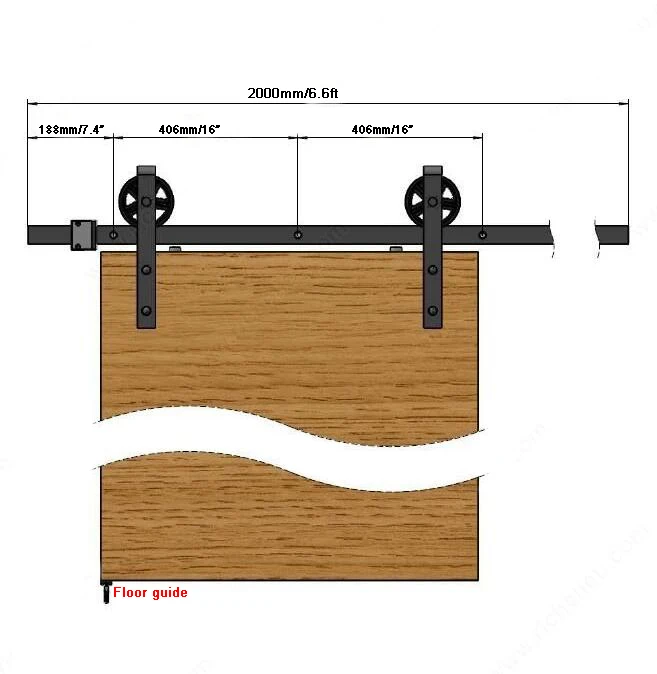 DIYHD 244 см-400 см винтажное черное большое спицевое колесо двойное оборудование для раздвижной двери сарая набор