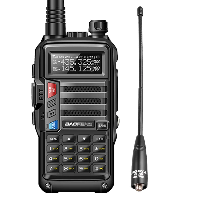 BAOFENG UV-S9 8 Вт Мощный VHF/UHF136-174Mhz& 400-520 МГц двухдиапазонный 10 км утолщенная батарея рация CB радио+ NA-701 - Цвет: black add antenna