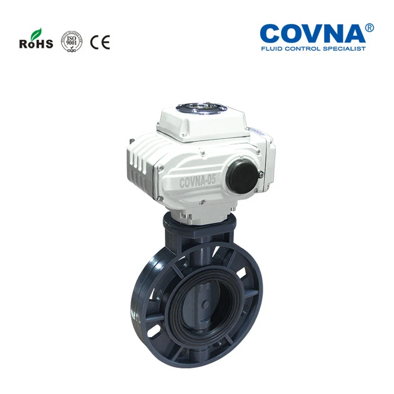 DN80 3 дюймов Электрический привод ПВХ пластиковый двустворчатый кран для воды