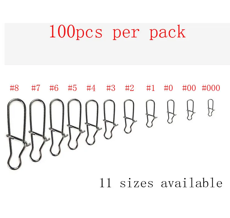 100 шт. рыболовные безопасные защелки рыболовный разъем для приманки из нержавеющей стали крюк замок защелки Вертлюги твердые кольца