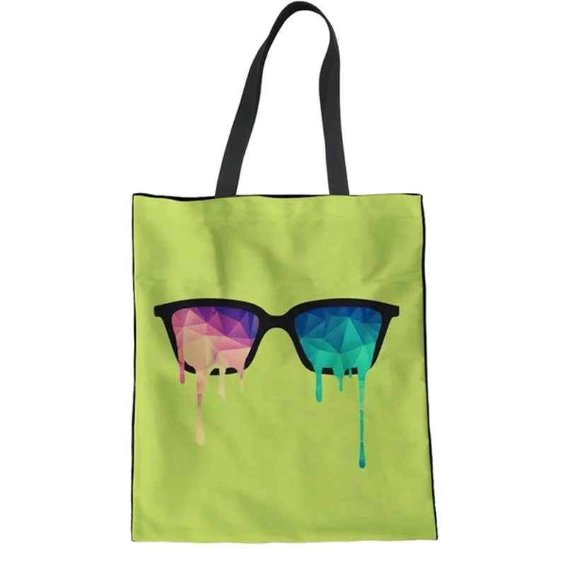 THIKIN абстрактный психоделический круглые очки узор женские льняные сумки для покупок домашняя организация и хранение холщовая сумочка