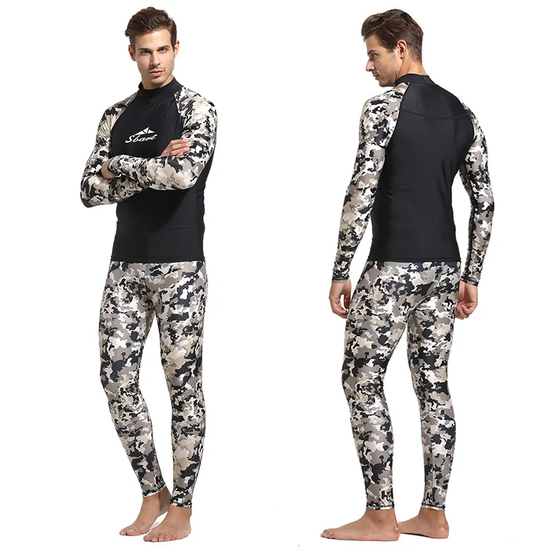 Камуфляж Рашгард для мужчин Rashguard купальник с длинным рукавом для серфинга рубашка для плавания Брюки лайкра гидрокостюм паруса костюм для дайвинга спортивная одежда - Цвет: Desert Set