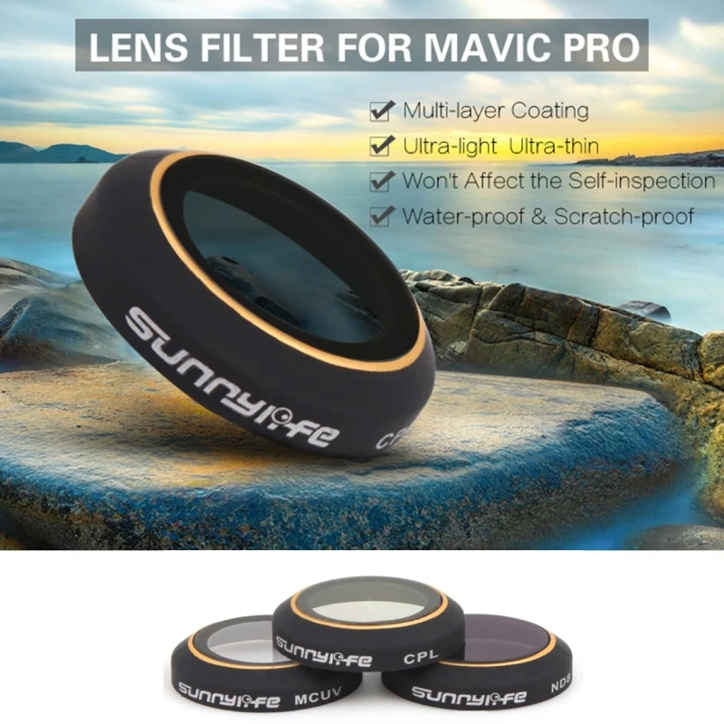 PULUZ для DJI Mavic PRO cpl фильтр 3 в 1 Дрон HD Камера ND8& CPL и УФ-фильтр объектива Набор фильтров для DJI Mavic Pro