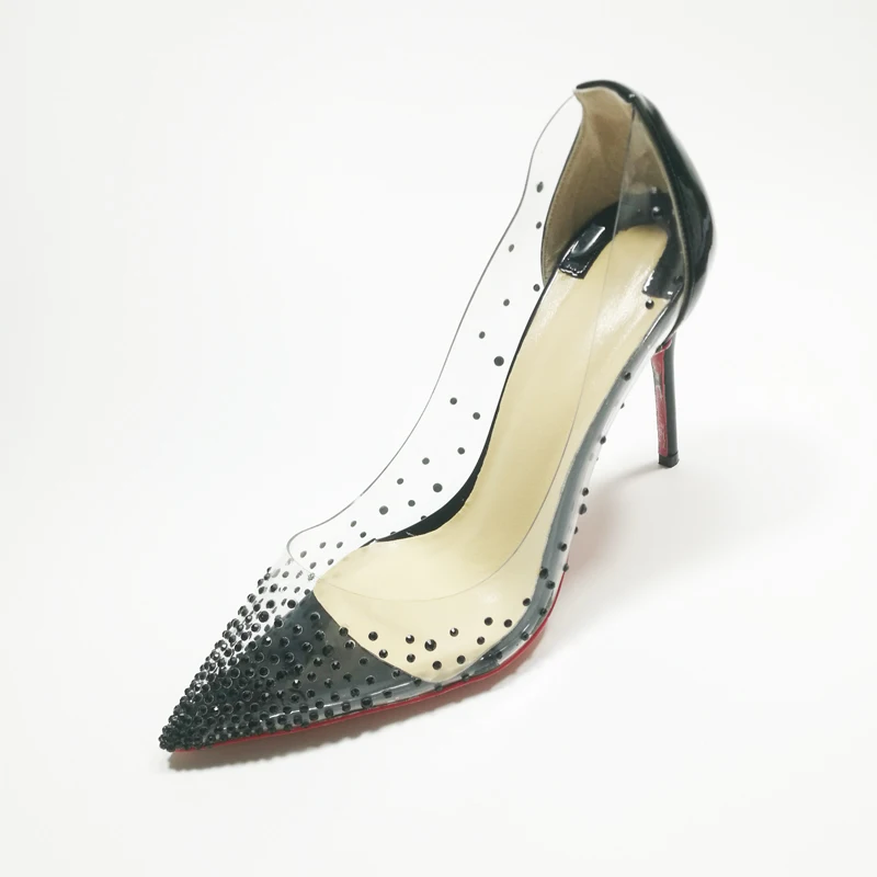 Spring Sweet Crystal PVC Women Pumps Candy Color Customized Bling Girls' High Heels Wedding Party Shoes