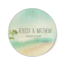 3,8 см Artsy Ретро винтажная спокойная пляжная Свадьба Сделанные на заказ классические круглые наклейки