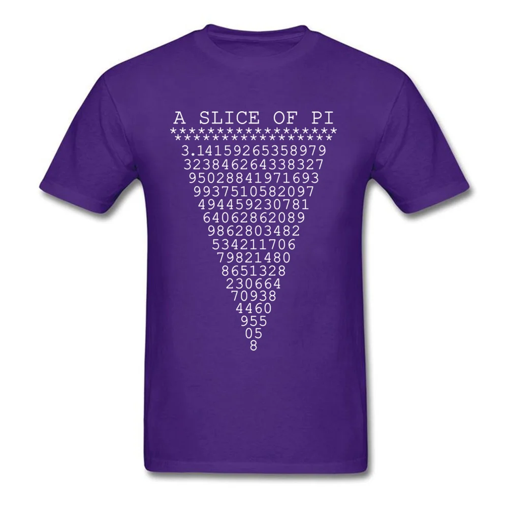 A Slice of Pi T Shirts for Men Camisa NEW YEAR DAY T Shirt Short Sleeve Plain Design Tops Tees Round Collar Cotton Fabric A Slice of Pi purple
