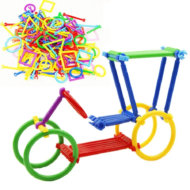 135pcs/lot Plastic rods Building Blocks Toy Bricks DIY Assembling