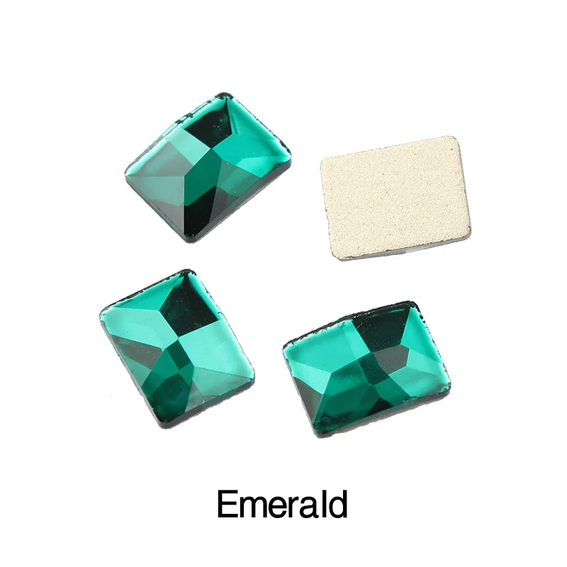 30 шт цветные прямоугольные Стразы для ногтей с плоской обратной стороной, украшения для ногтей, Хрустальные стеклянные камни, маникюрные 3D блестящие стразы, драгоценные камни - Цвет: Emerald