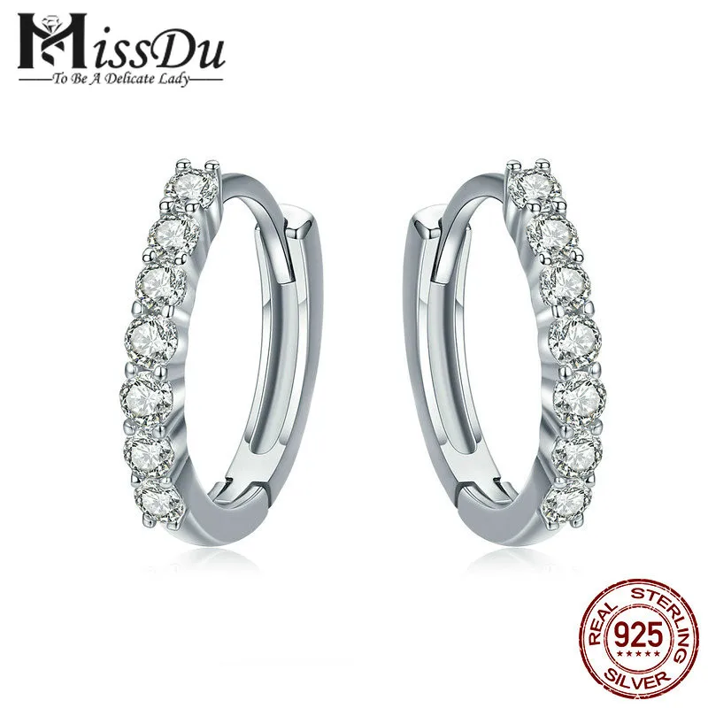 

100% 925 Sterling Silver Dazzling CZ Crystal Circle Round Hoop Earrings for Women Sterling Silver Jewelry SCE351-1H
