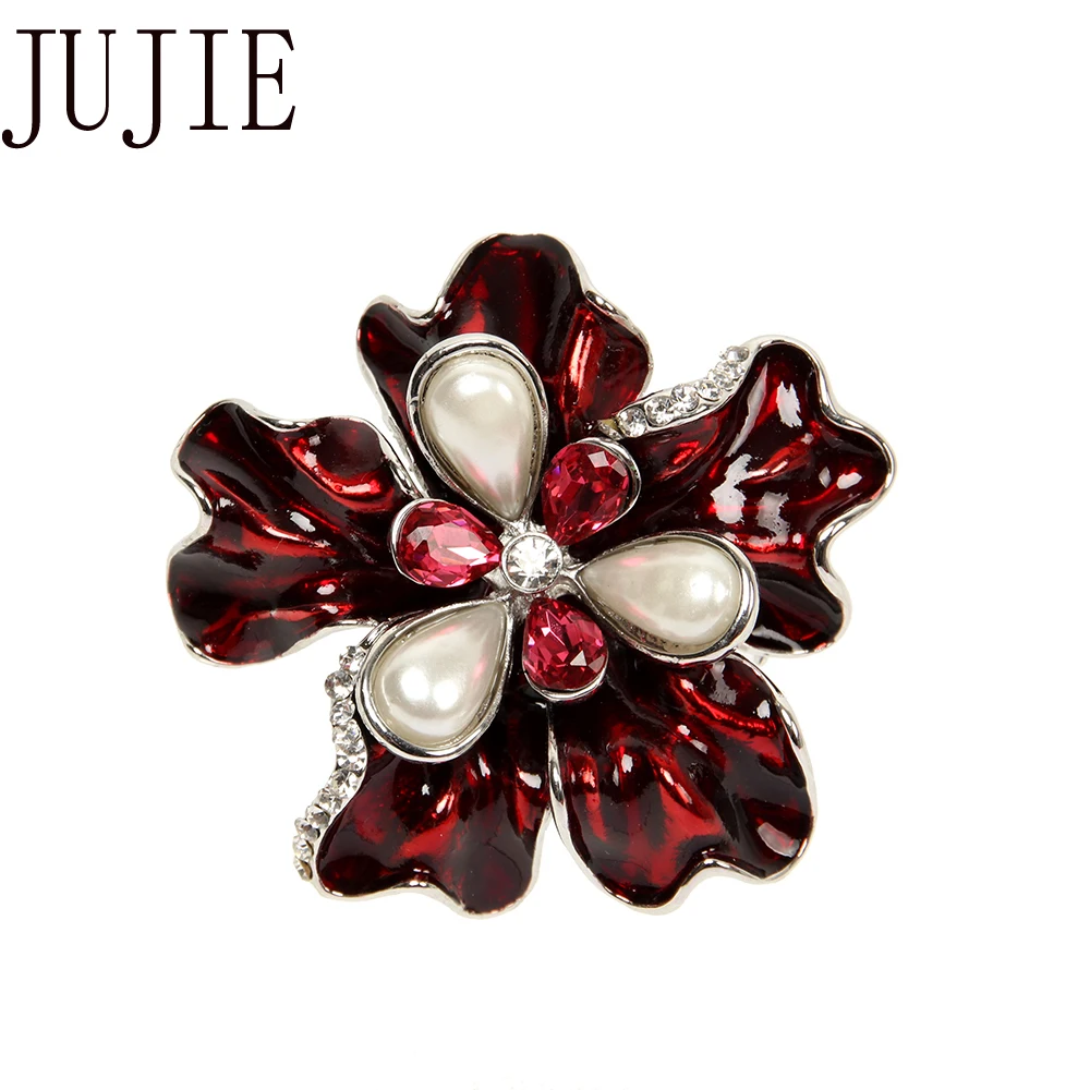 

JUJIE Exquisite Crystal Flower Brooch For Women Enamel pin Badge Clothing accessories fashion jewelry