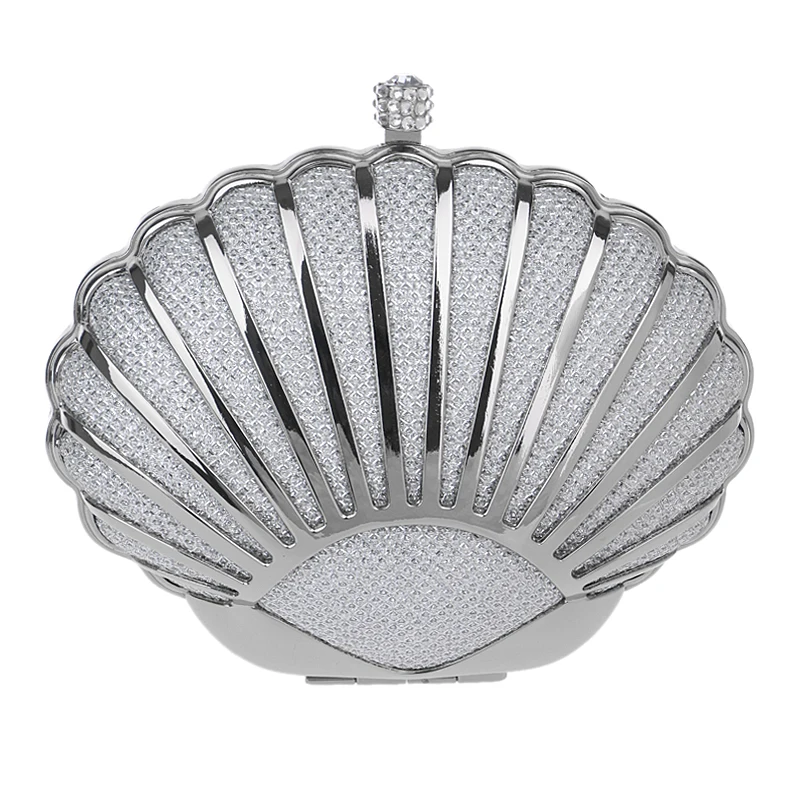 YINGMI Women Evening Bag Popular Fashion Alloy Day Clutch Bags Crystal Shell Small purse Bags Wedding Bridal Diamond Bags