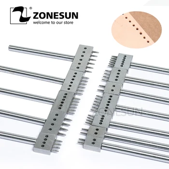 

ZONESUN Round Leather Punching Pitch Hole Tool Row Punch Leathercraft Spacing Hole Craft 2/4/6 hole