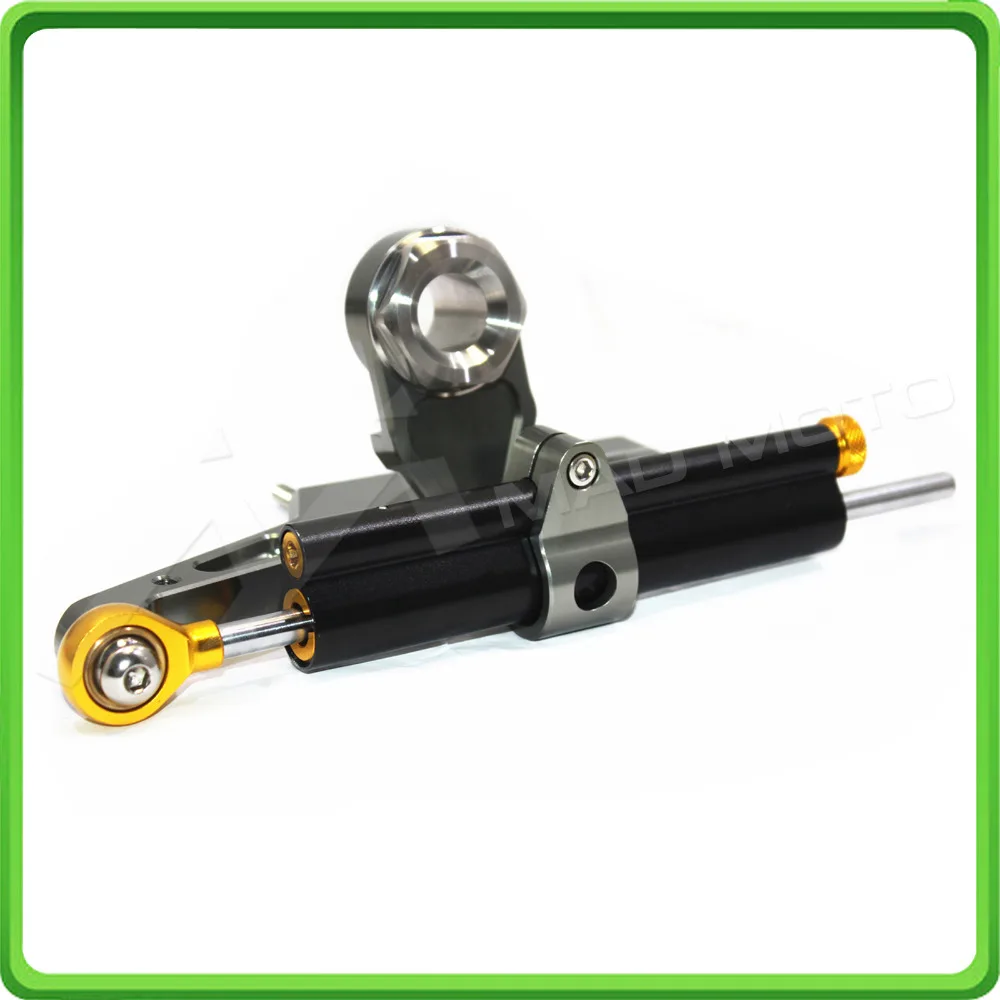 For Kawasaki Ninja ZX-6R ZX6R 636cc 2013 2014 2015 2016 2017 Steering Damper Stabilizer & Bracket Mount Kit Black&Gray color (2)