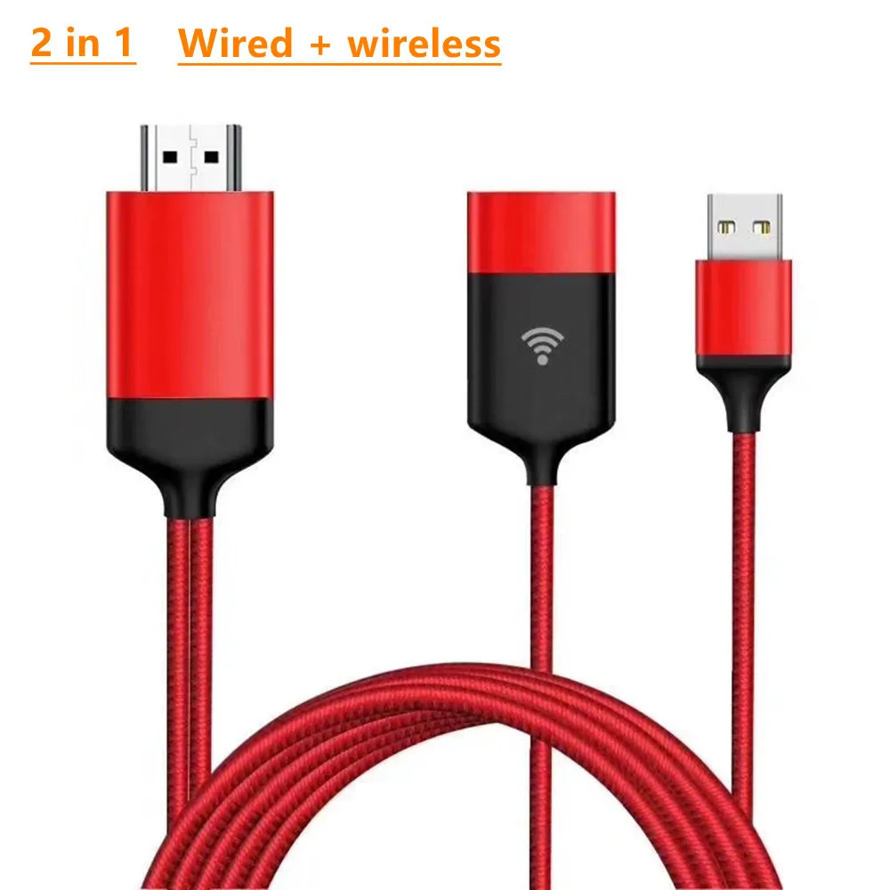 Wi Fi дисплей dongle 2 в 1 беспроводной или проводной экран зеркалирование 1080 P HDMI кабель ключ HD для Android iOS ipad xs Max