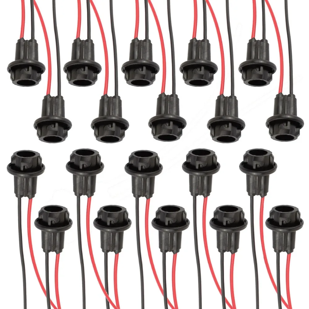 20pcs T10 194 W5W LED Light Bulb Socket Pre wired Connector for