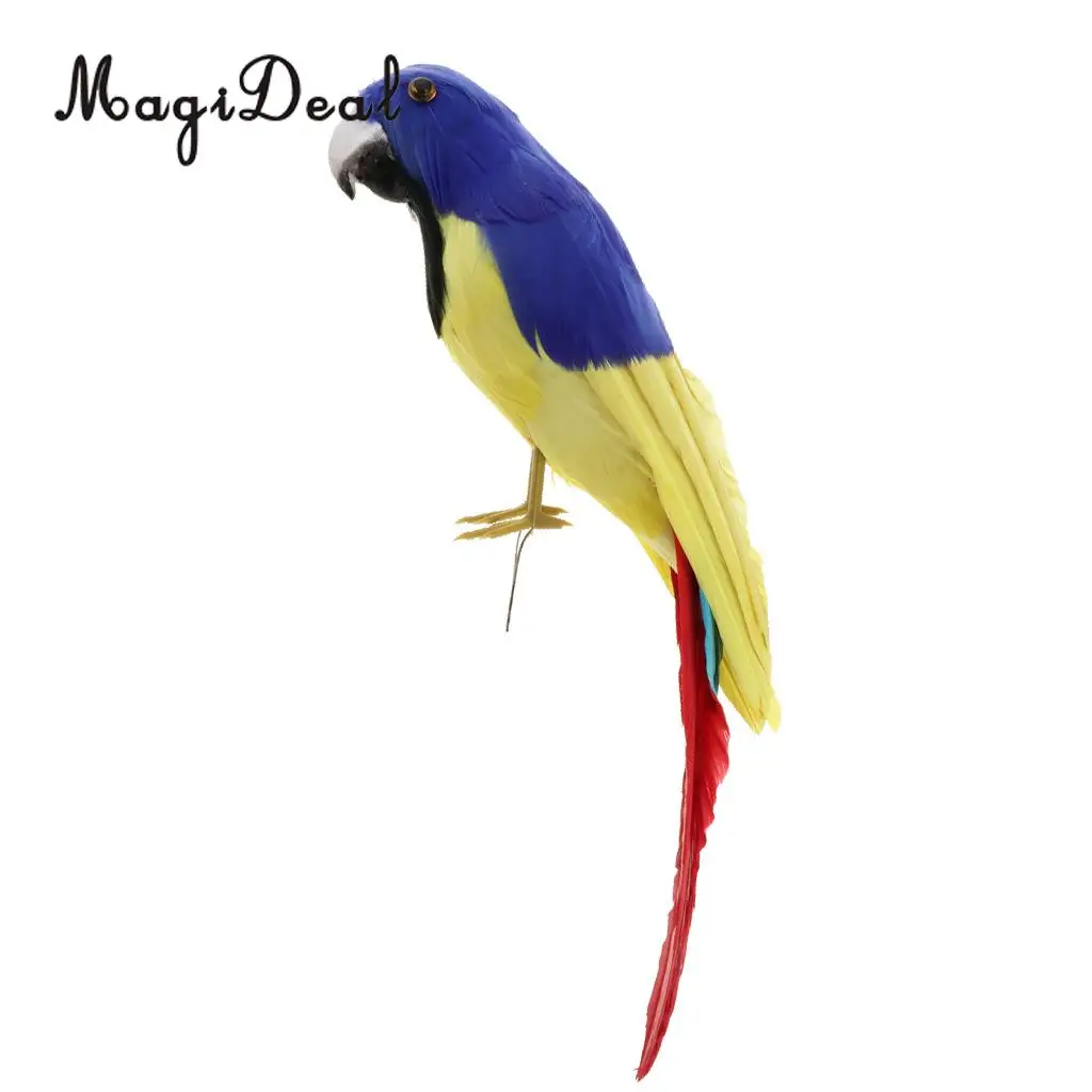 12'' / 30cm Decorative Feather Parrot Model Artificial Bird Statue Macaw Figurine Fancy Dress Props Garden Lwan Tree Decor