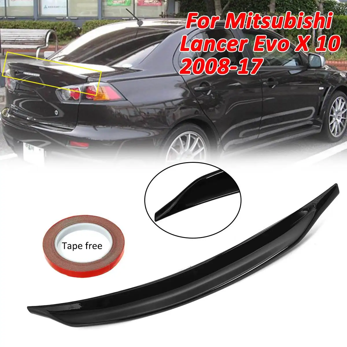 

ABS Duckbill Highkick Gloss Black Trunk Spoiler Wings For Mitsubishi Lancer Evo X 10 2008-2017