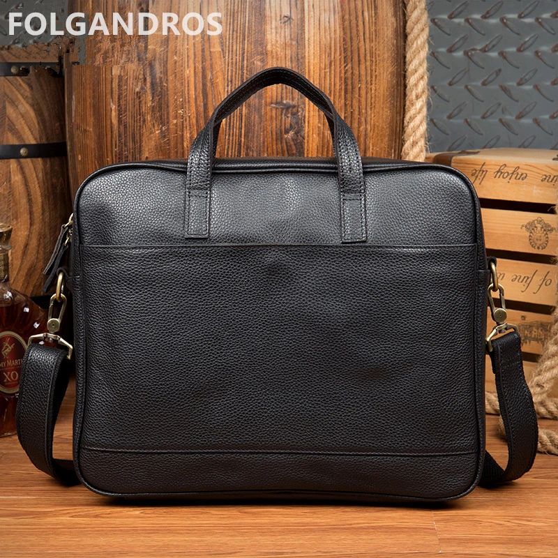 2018 genuine leather men black briefcases brand fashion business document briefcase italian
