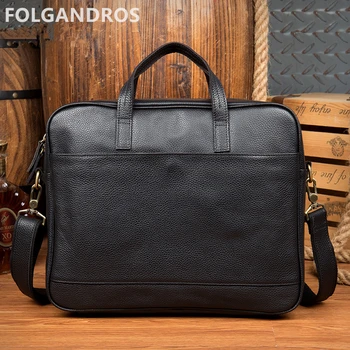 

2018 genuine leather men black briefcases brand fashion business document briefcase italian large capacity laptop computer bags