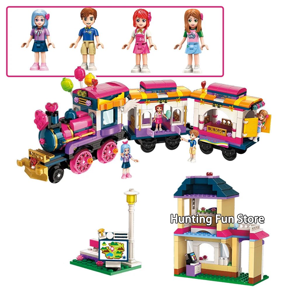 

690pcs 2015 Fit Legoness Friends Set Happy holiday tour train Mini figures Minifigs Model Building Blocks Toys Girls Creative