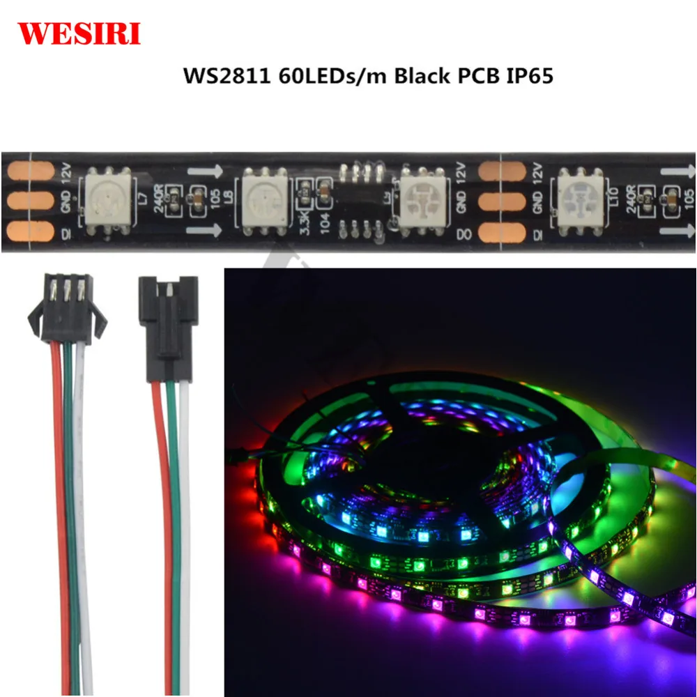 Адресная RGB Светодиодная лента WESIRI WS2811 5050 SMD 30/48/60 светодиодов/м IP30/IP65/IP67 внешний 1 IC