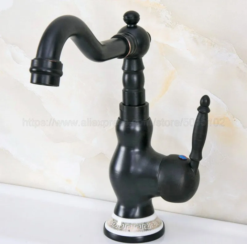 Bathroom Faucet Oil Rubbed Bronze Basin Faucet Deck Mounted Single Handle Single Hole Hot And Cold Water Tap znf659